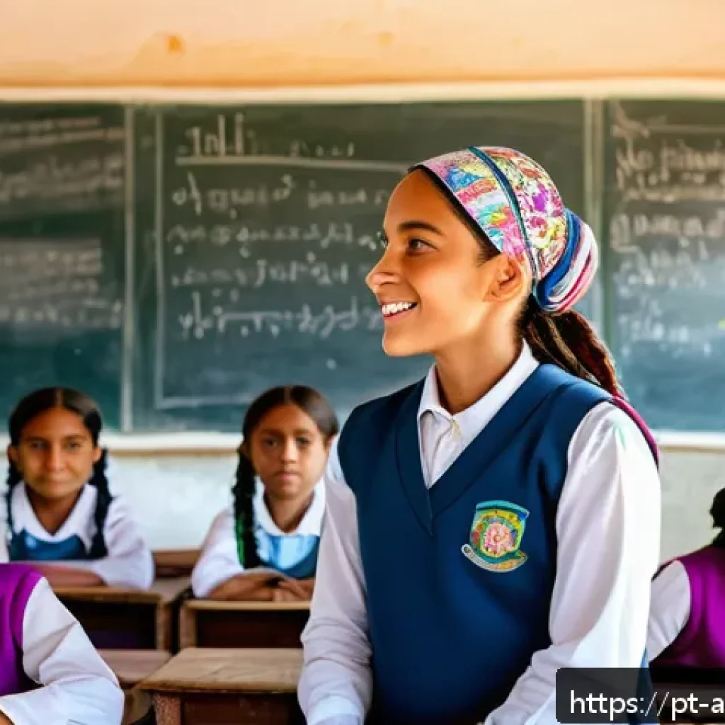 여성 교육 제한 문제 - A vibrant classroom scene in a rural Latin American village showing diverse young girls attentively ...