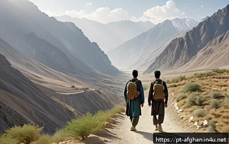 아프가니스탄 여행 금지 구역 - A rugged mountainous landscape in Afghanistan&rsquo;s Hindu Kush region during daylight, showing a narrow ...